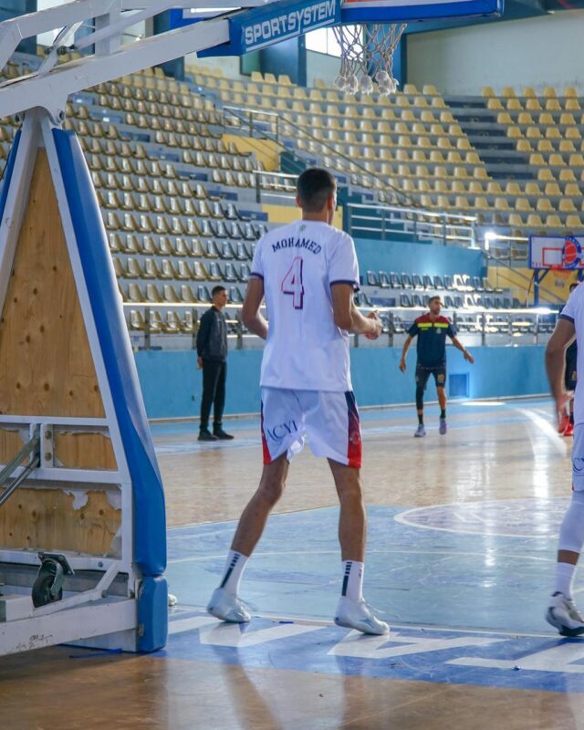Sponsored basketball player on court